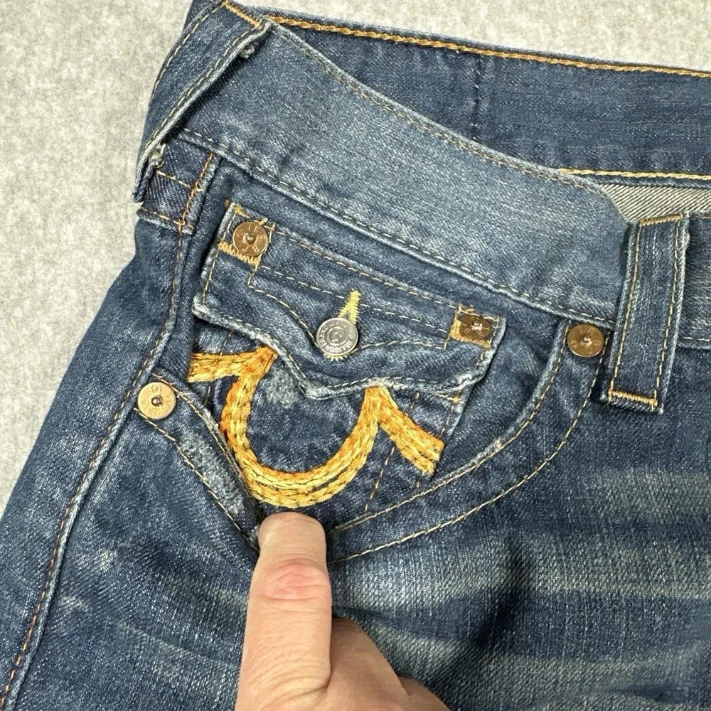 True Religion Men's Boot Cut Jeans Size 36(Fit 37x32) Medium Wash Fade Made USA